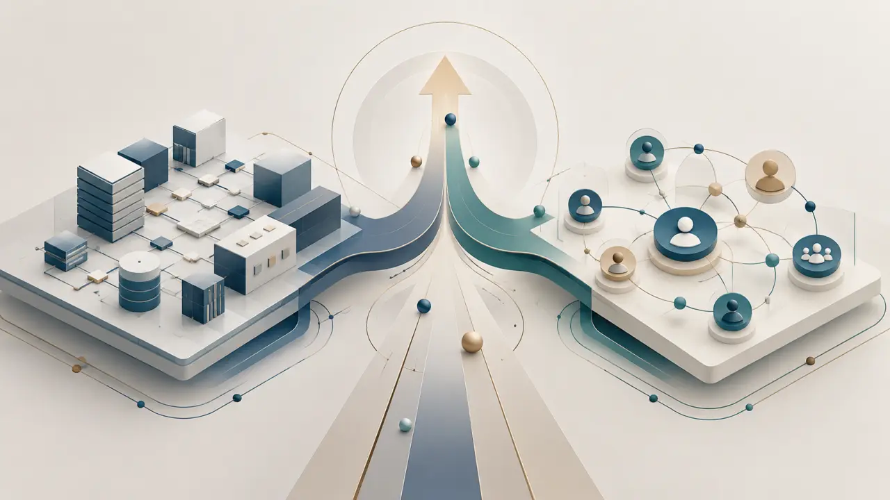 Architecture moderne symbolisant la structure et la transformation numérique d'une entreprise