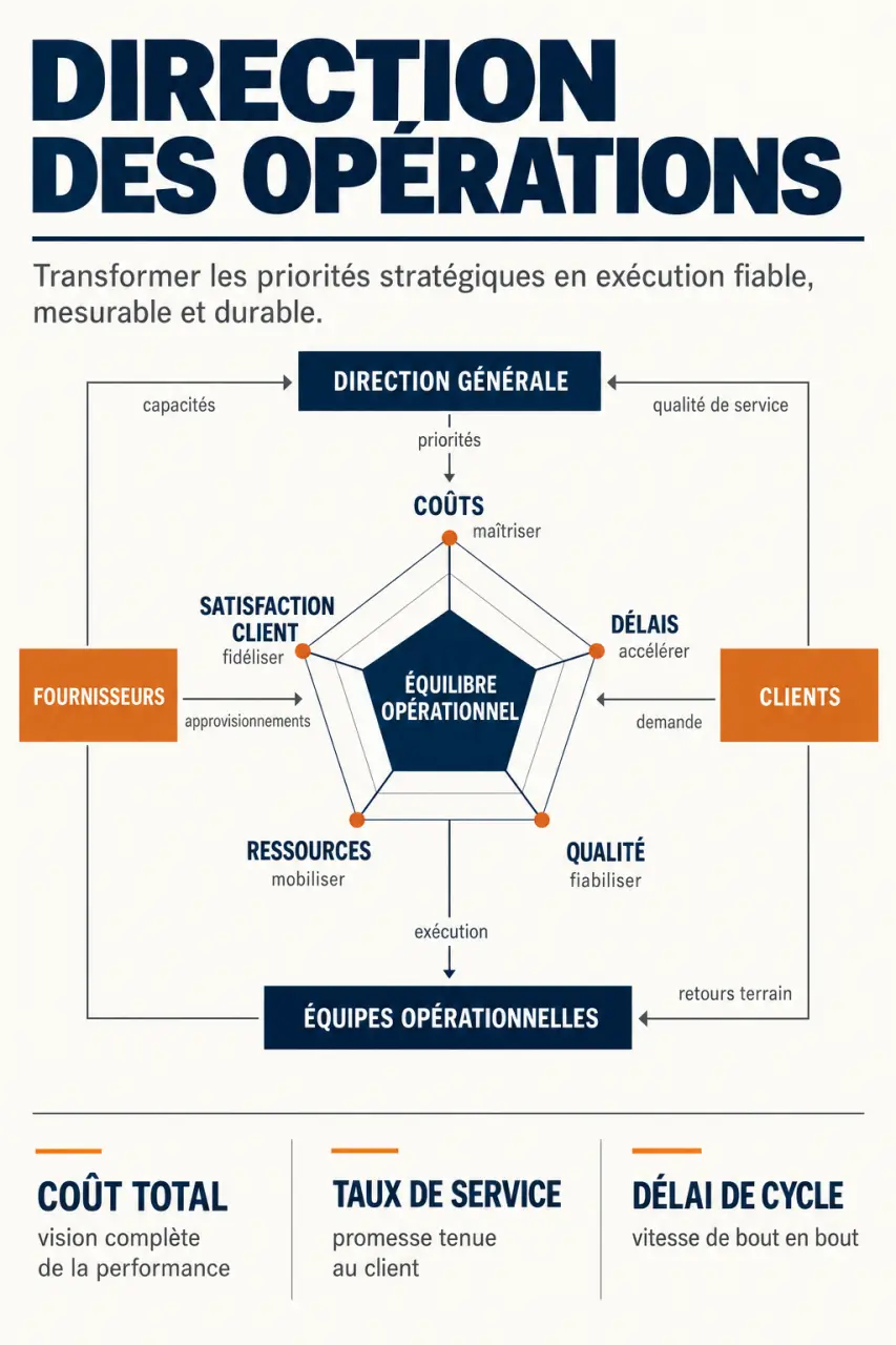 Infographie sur la direction des opérations et les principaux indicateurs de performance opérationnelle