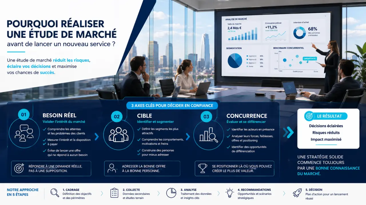 Pourquoi réaliser une étude de marché avant de lancer un nouveau service ? Besoin réel, cible et concurrence
