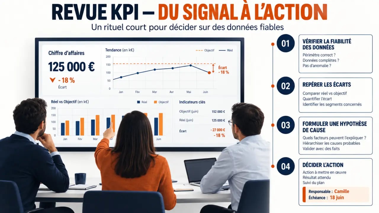 Rituel de décision pour une méthode pilotage performance KPI tracker évolution