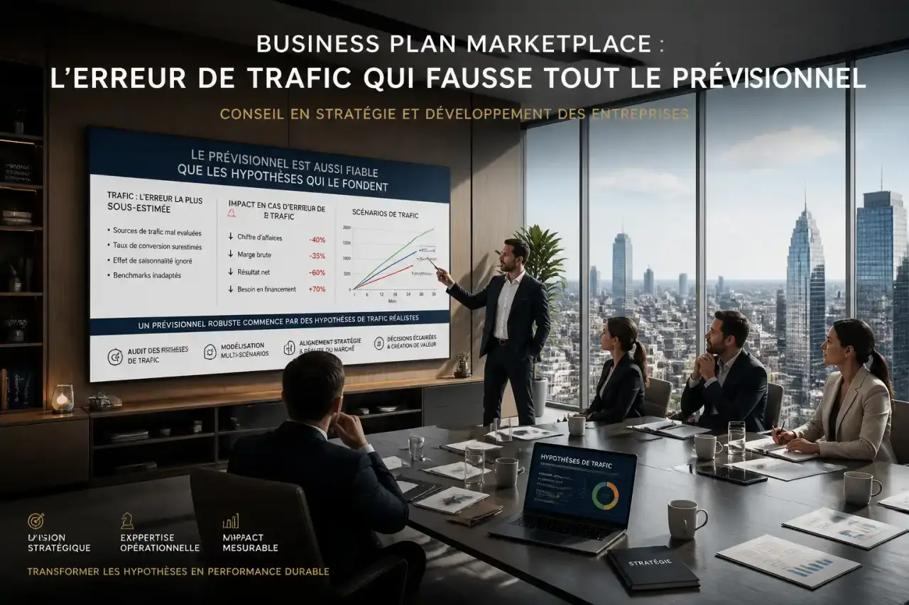 Business plan marketplace : l'erreur de trafic qui fausse tout le prévisionnel