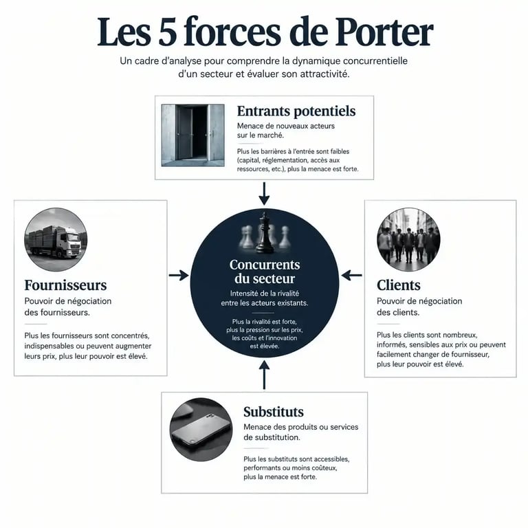 Diagramme des 5 forces de Porter pour le diagnostic externe